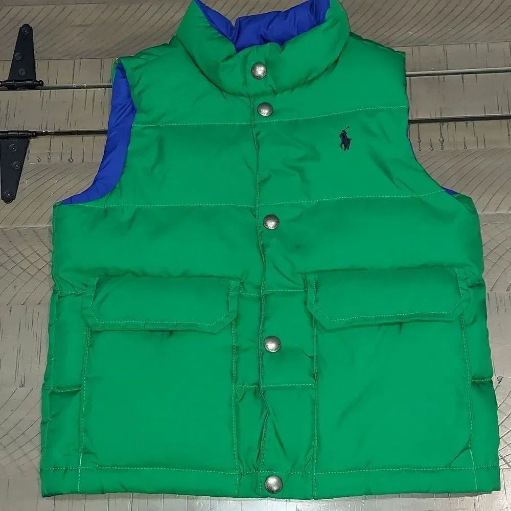 Polo Ralph Lauren Blue Green Reversible Puffer Vest Sz 4/4T